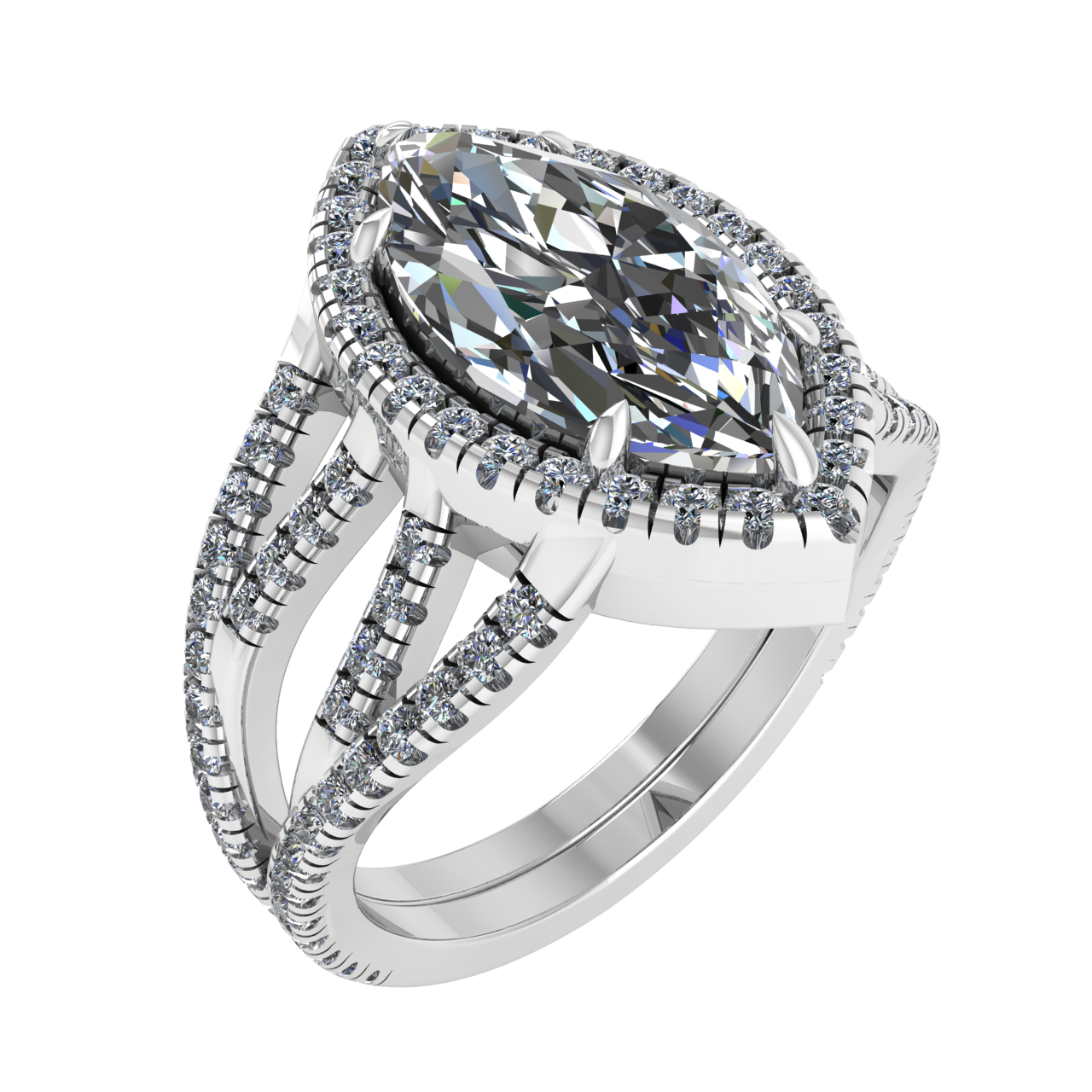HALO TWISTING 14.00mm x 7.00mm MARQUISE ENGAGEMENT RING